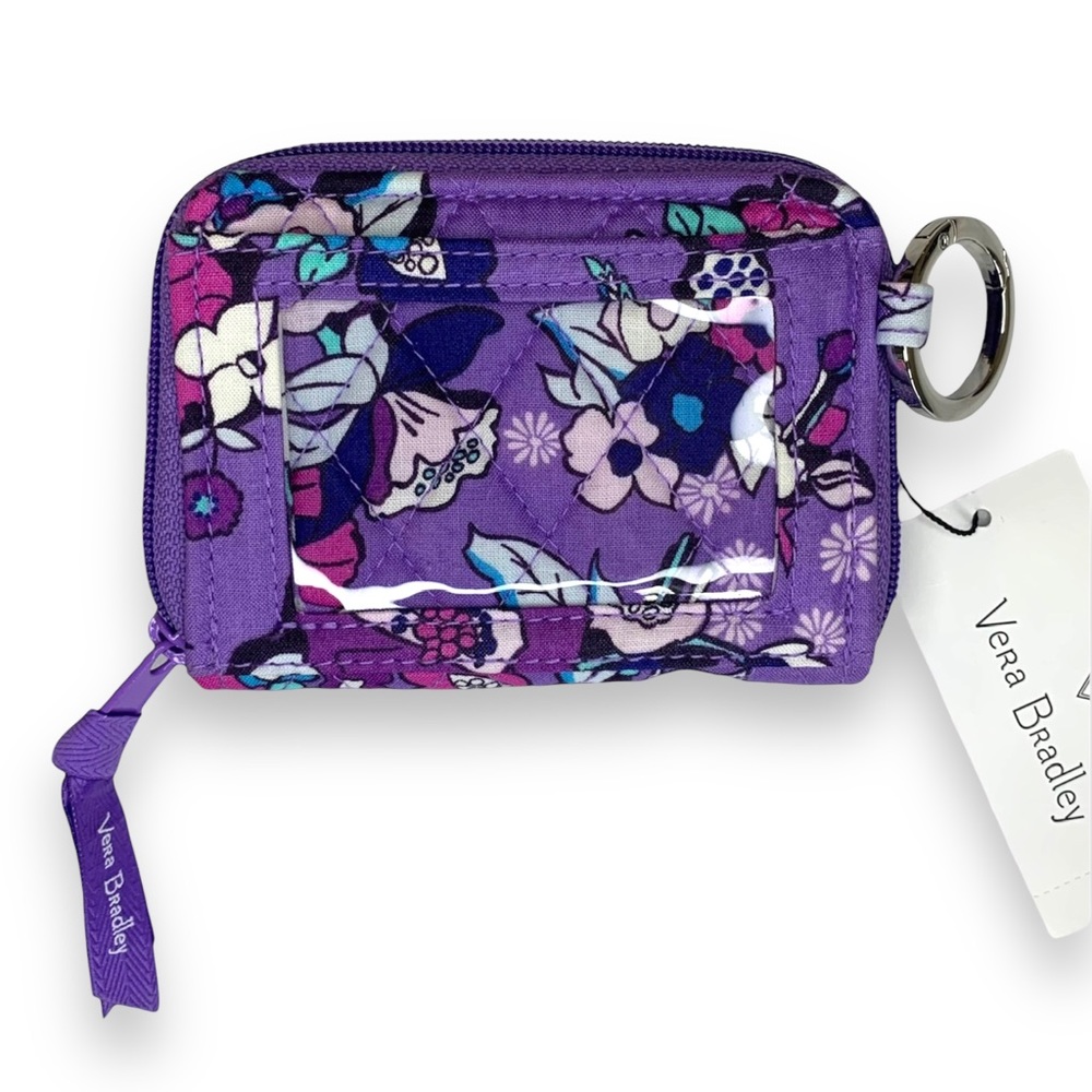 NWT! Vera Bradley Purple Floral RFID Petite Zip-Around Wallet